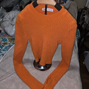 Orange Long Sleeve Sweater by Zara SZ L